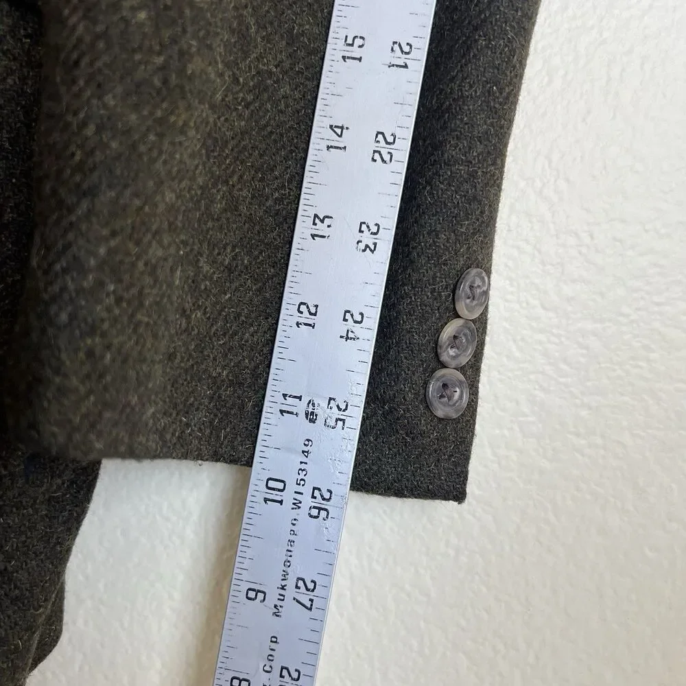 Vtg J Crew Blazer‎ Mens Sz 44L Olive Sport Coat Button Wool Mohair 90s Oarsman
